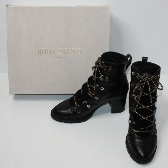 Jimmy Choo Hillary 65 Fur-lined Block-heel Booties Boot size EU 40 / US 10 $1495 - Picture 1 of 10